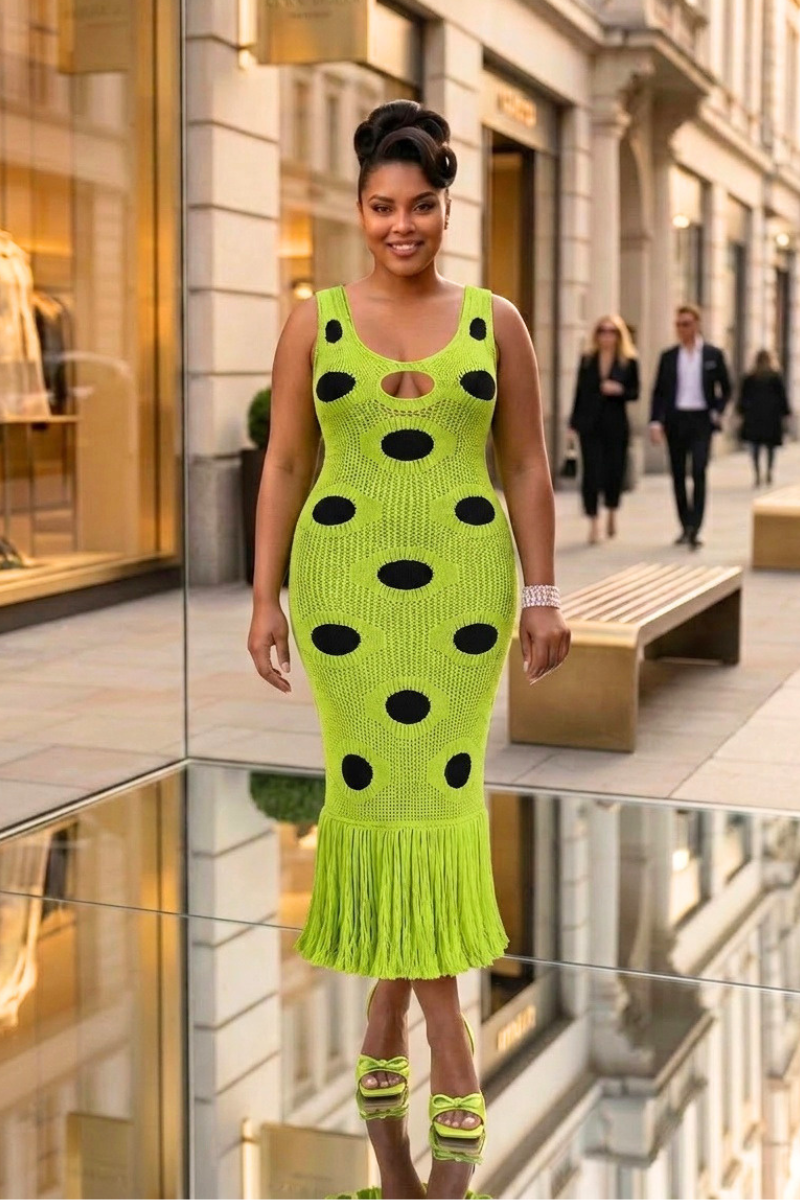 Lime Noir Fringe Dress