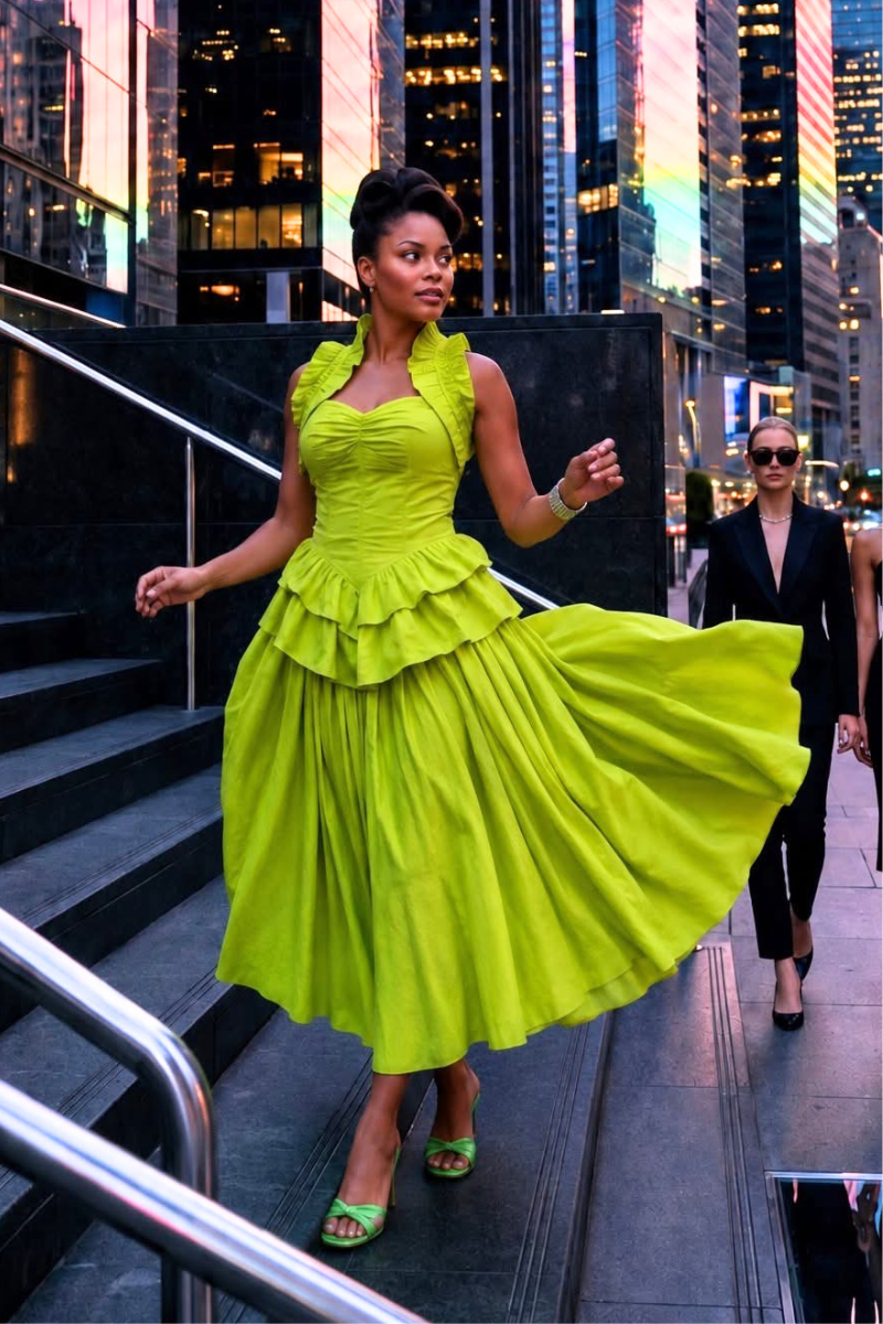 Citrine Luxe Ruffle Dress