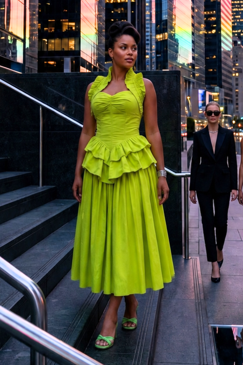 Citrine Luxe Ruffle Dress